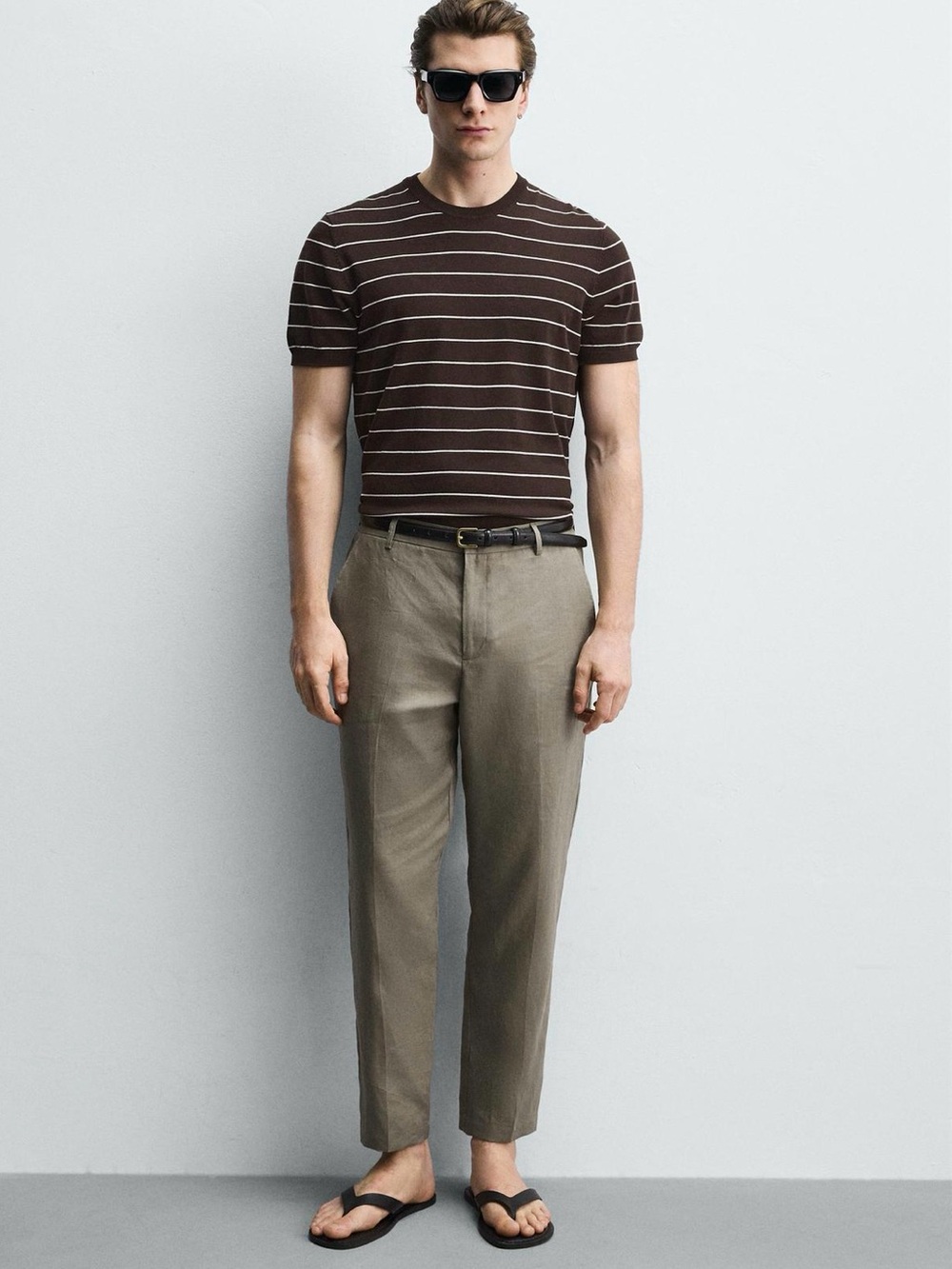 Zara Olive-Tan Slim Chino Pants